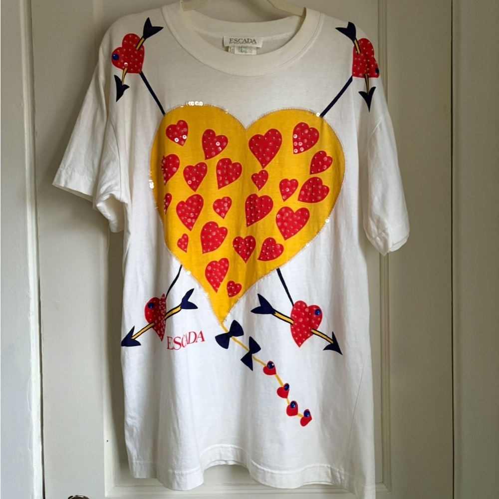 Escada Vintage 90s Sequin Graphic Shirt
